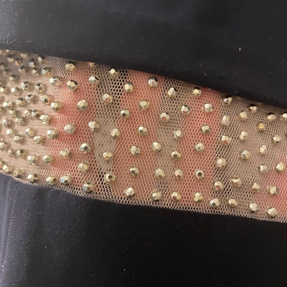 Aqua black dress with sheer pearled waist design size 2 - Picture 5 of 9